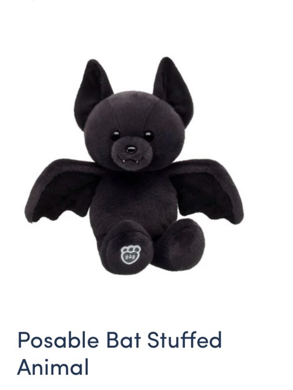 Build-A-Bear Black Posable Bat Plush